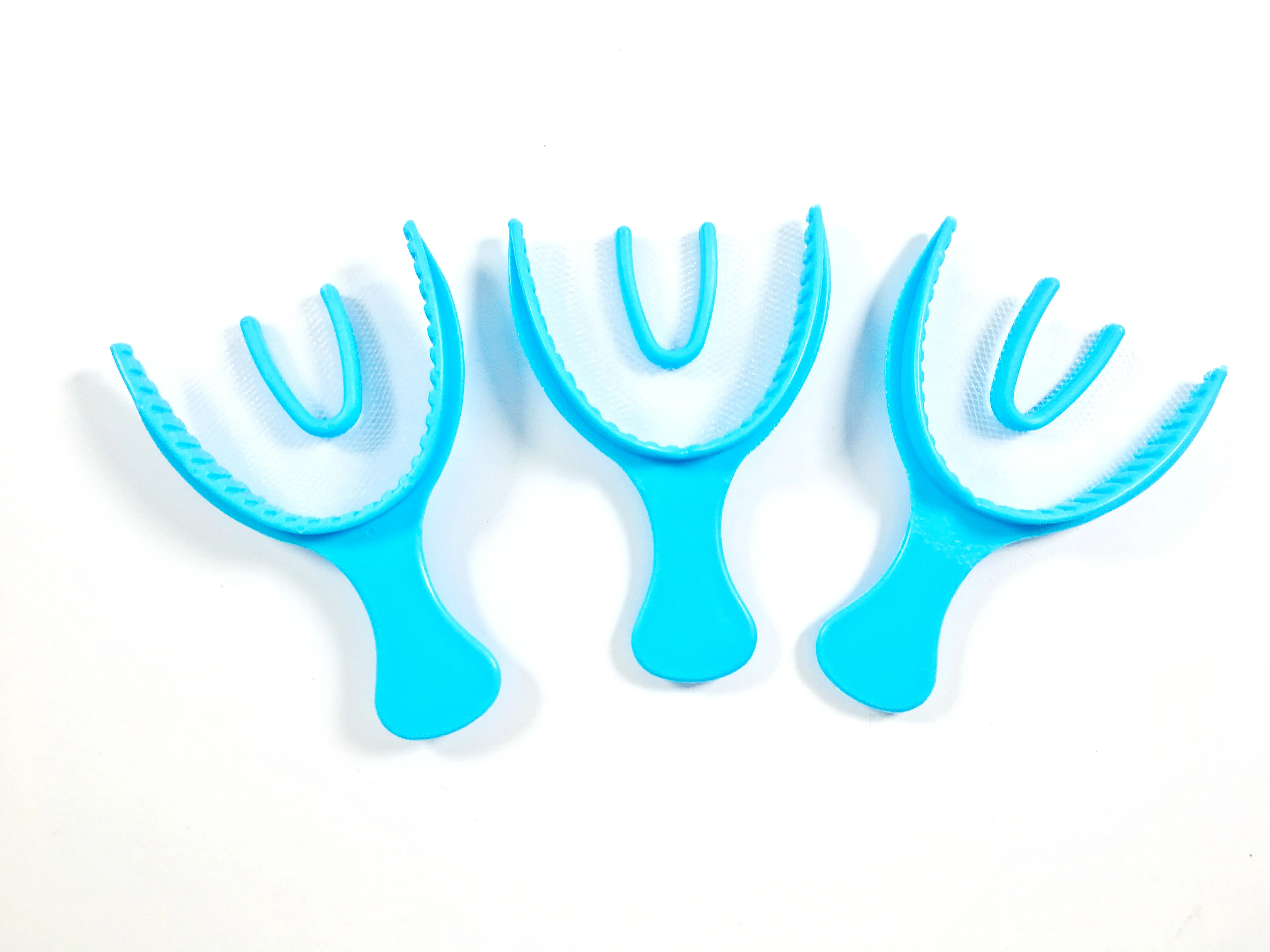 20~500Pcs Dental Disposable Impression Kit Mouth Trays With Net Bite Tray Full Arch Blue Color