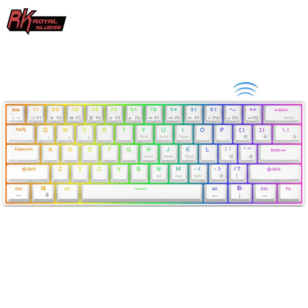 Royal Kludge-teclado Mecânico sem Fio Rgb Retroiluminado Teclado Gamer Hot-swappable Tri-mode Bluetooth 5.0 2.4g Usb-c 61 Key Rk61