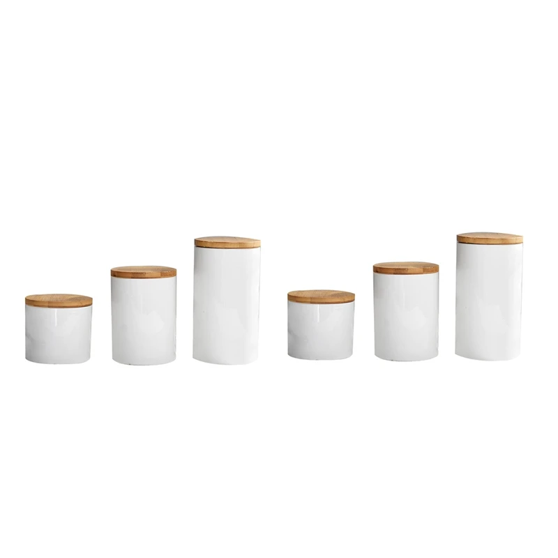 

2Pcs Food Storage Jar,Ceramic Food Storage Jar with Airtight Seal Bamboo Lid White Ceramic Food Storage Canister for Serving Tea