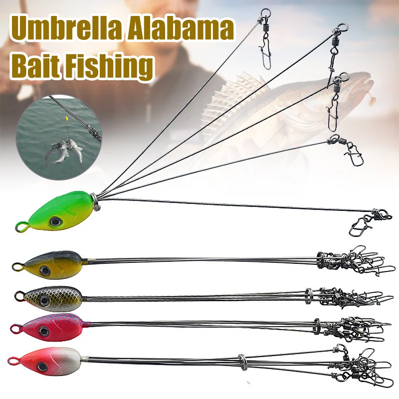  Umbrella Fishing lure Rig 5 Arms Rig Head Swimming Bait Bass with Swivel Snap Connector Fishing Gro