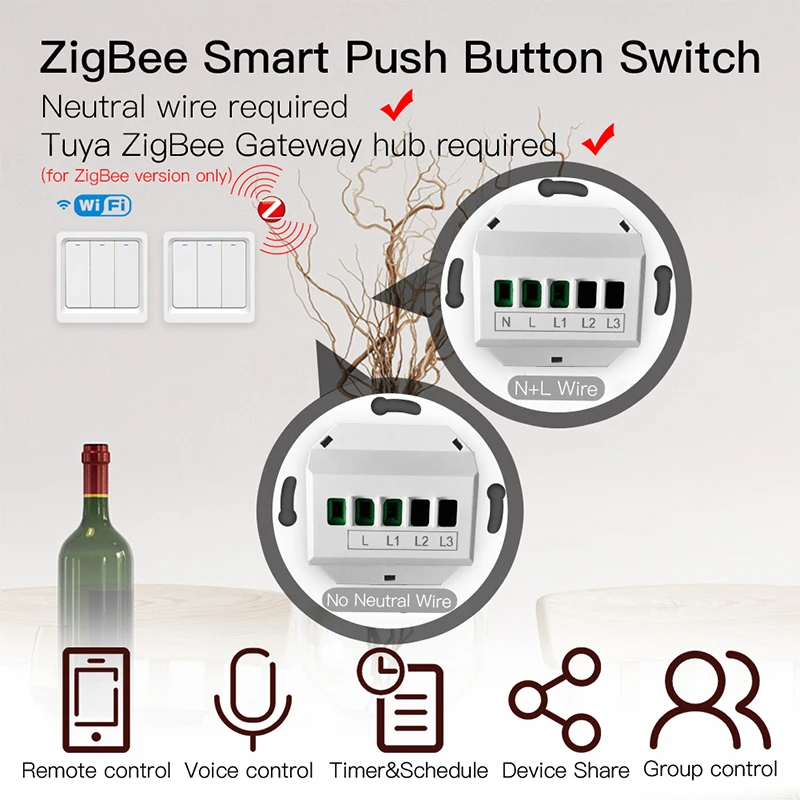 Smart Life Tuya пульт дистанционного управления WiFi ZigBee умный кнопочный переключатель