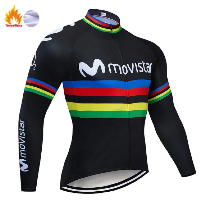 Movistar Invierno Polar invierno de manga larga chaqueta de ciclismo caliente ropa de Hombre Ropa de bicicleta desgaste de