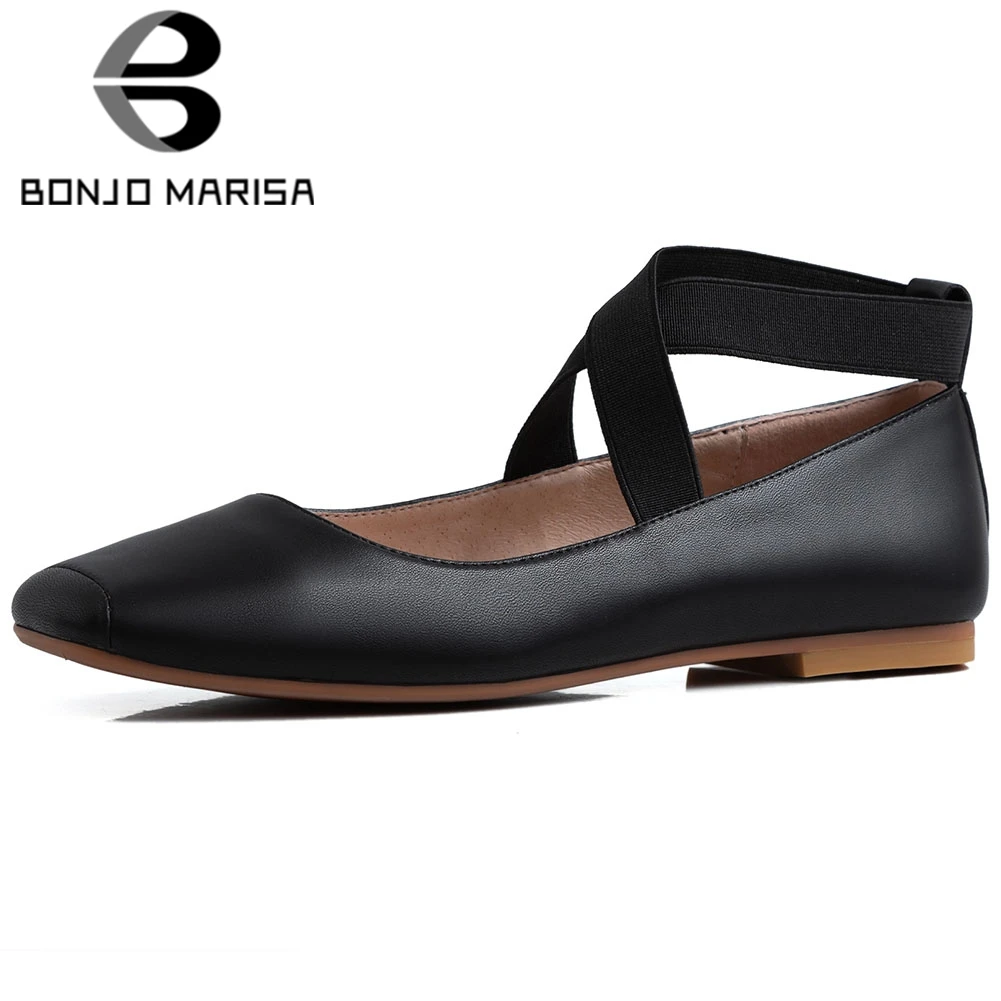 

BONJOMARISA Fashion Lady Elegant Ballet Flats Low Heels Casual Spring Flats Women Elastic Band Slip On Shoes Woman
