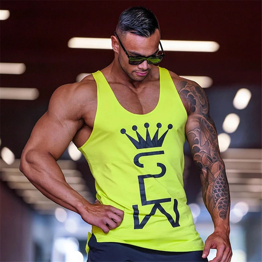 Mens tank tops shirt gym tank top fitness clothing vest sleeveless cotton man canotte bodybuilding hombre man clothes wear