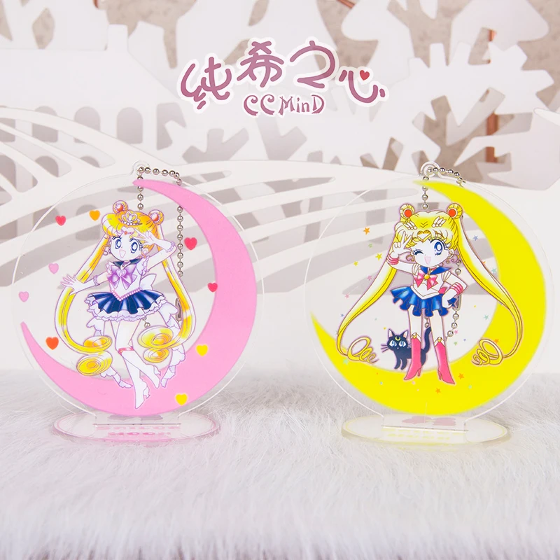 

Anime Keychain Keyring Sailor Moon Cosplay Action Figure Printed Acrylic Stand Hanging Pendant Accessories Gift