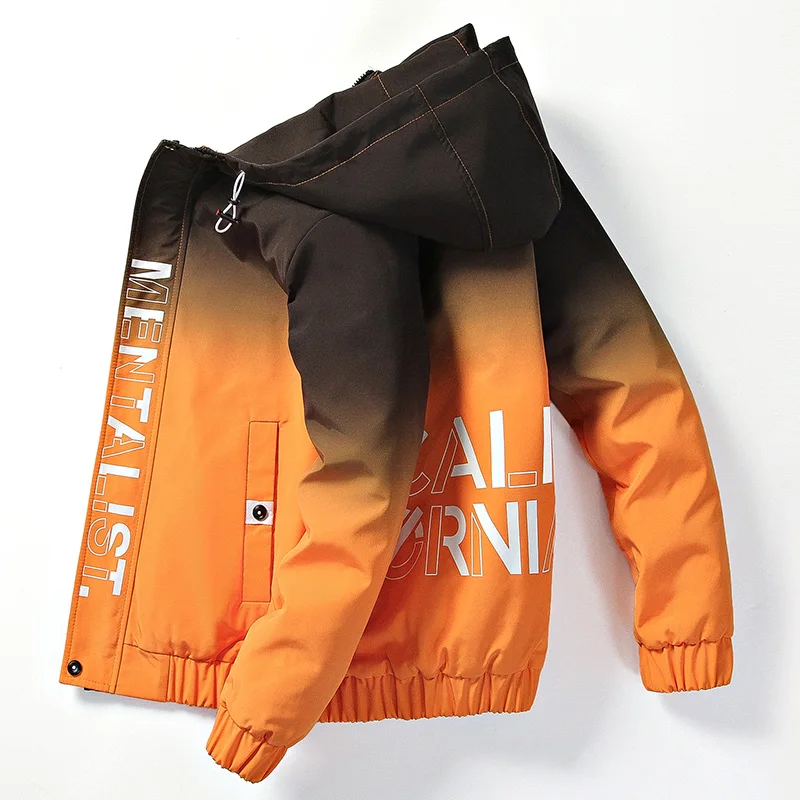 Осенняя зимняя хлопковая куртка мужская одежда утолщенная Корейская версия Молодежная куртка легкая модная повседневная хлопковая стеганая куртка Теплая мужская - Цвет: Оранжевый