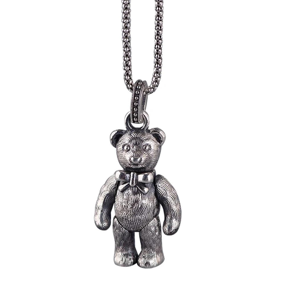 Sterling Silver Ride or Die Teddy Bear Necklace for Men — WE ARE ALL SMITH
