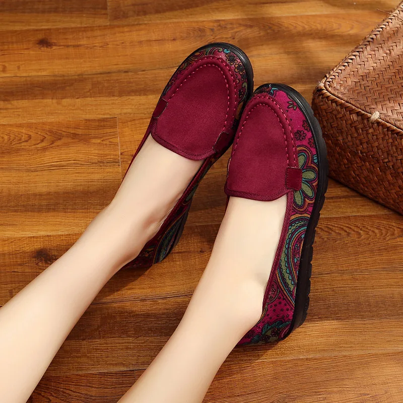 

Micro XQ 2017 New Style WOMEN'S Shoes Slanted Heel Ethnic-Style Shoes Printed Mom L106