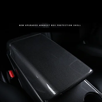 

Lsrtw2017 for Tesla Model 3 Car Center Armrest Cover Storage Box Protector Interior Accessories Auto Carbon Fiber 2018 2019 2020