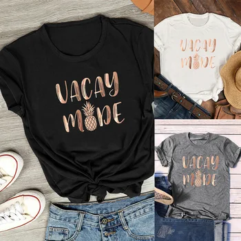 

New fashion printing short sleeve round neck casual loose women's T-shirt