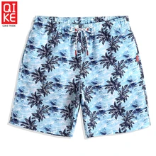 QIKE мужские сексуальные шорты для плавания, быстросохнущие шорты для занятий сёрфингом, с листьями, для бега, купальники, пляжные шорты, трусы для фитнеса
