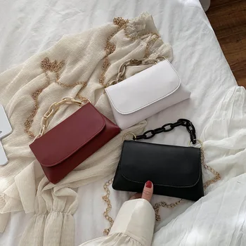 

Chains Women Messenger Bags Small Solid Female Crossboby Hasp Lock Brand Women Handbags Open Pocket Mini Flap Bag Versatile