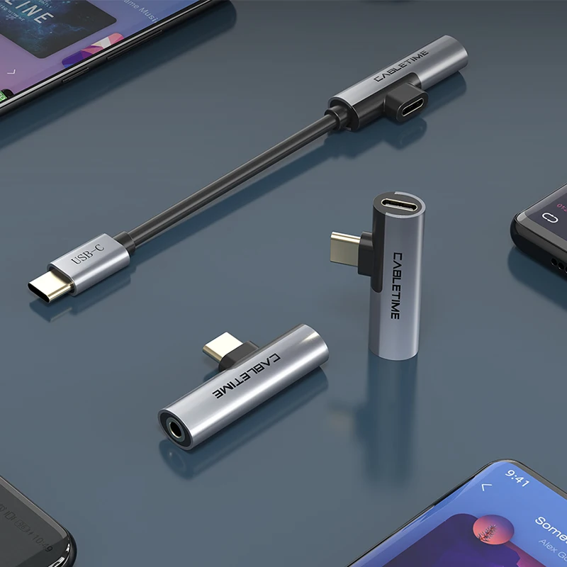 Кабель адаптер CABLETIME с Type C на AUX 3 5 мм USB разъем конвертер для наушников Huawei P20 Pro Xiaomi
