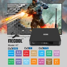 MECOOL Новая ТВ приставка K7 Andriod9.0 ТВ приставка DVB-S2 DVB-T2/T DVB-C 4 Гб+ 64 Гб Amlogic S905X2 Bluetooth 4,1 2,4/5G wifi смарт-приставка