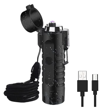 

USB Charging Lighter Flashlight Portable LED 3 modes IP67 Waterproof Lighter Flashlight For Outdoor Camping Hiking Birthday Gift