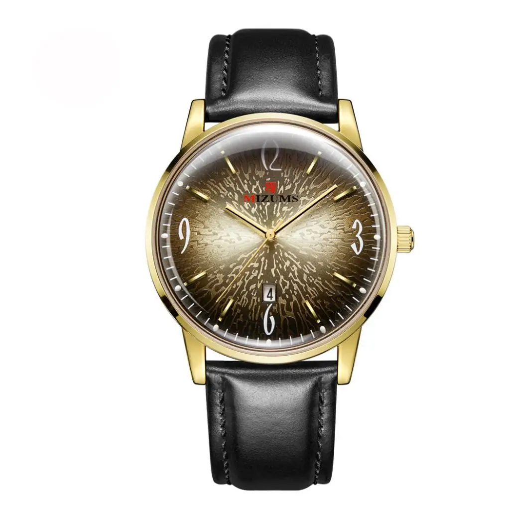 Minimalist Men's PU Leather Band Quartz Watch Waterproof Calendar Window Fashion Quartz Wristwatches 