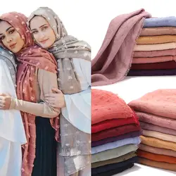 1 шт. Новый женский хиджаб шарф в горошек мусульманские платки вискозные шарфы обертывания Исламская повязка на голову шарфы сплошной цвет