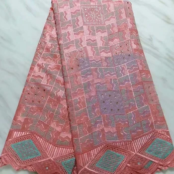 

Latest Flower Cotton Swiss Voile Laces Nigerian Designer Men Gown African Fabric Soft Women Dress Party Sewing 5Yard Lace Fabric