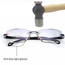 Gafas de lectura sin montura ultraligeras, lentes de lectura sin montura, antirradiación de luz azul, lector de presbicia Bifocal + 1,0 a + 4,0