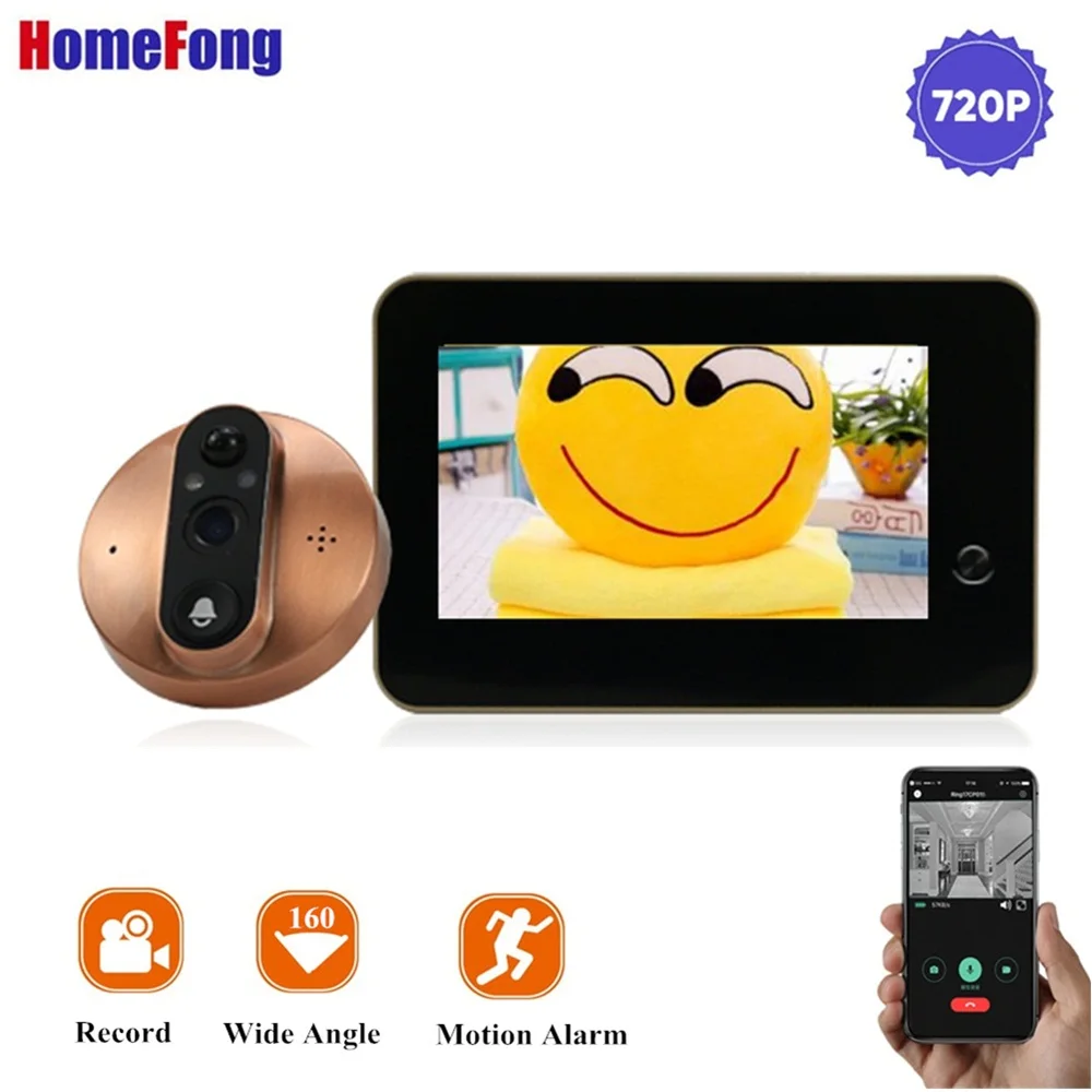 Homefong 4,3 дюймов Wifi умный дверной звонок с видеонаблюдением ЖК цифровой дверной звонок просмотра беспроводной дверной камеры Поддержка записи телефона