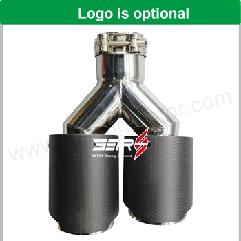 

1PC Y Style ID 60mm OD 89mm Car Accessory Dual Version No Logo Matt carbon fiber exhaust tip muffler pipe For Right Side