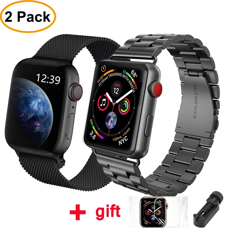 Миланская петля ремешок для Apple watch 42 мм 38 мм iWatch ремешок 44 мм 40 мм браслет из нержавеющей стали Apple watch 4 5 3 Аксессуары