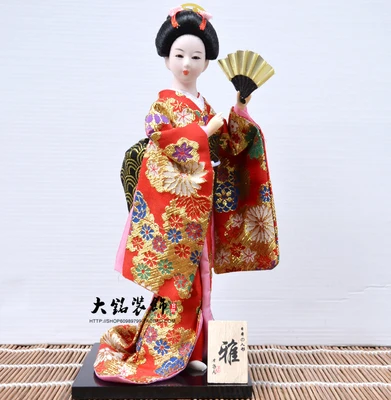 30 см японские миниатюры гейши куклы с красивым кимоно Traddtional Япония культура ручной работы ремесла для украшения дома - Цвет: 1