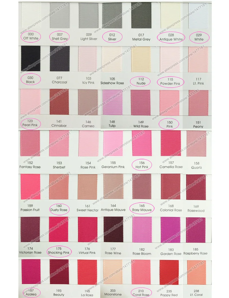 Grosgrain ribbon color chart 1