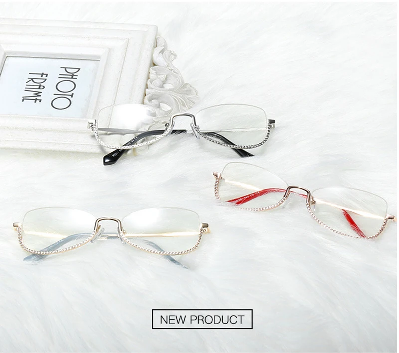 Mimiyou без оправы оправа для очков в стиле кошачьи глаза женские роскошные алмазные ретро оптические очки мужские оправы для очков прозрачные UV400 брендовые дизайнерские