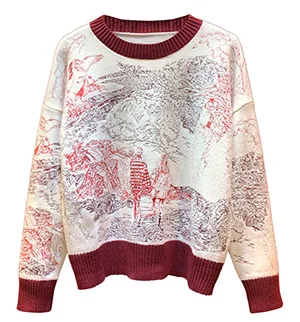 Svoryxiu дизайнерский свитер с вышивкой на осень и зиму, Женский пуловер с длинным рукавом, модный свободный шерстяной вязаный пуловер - Цвет: Многоцветный