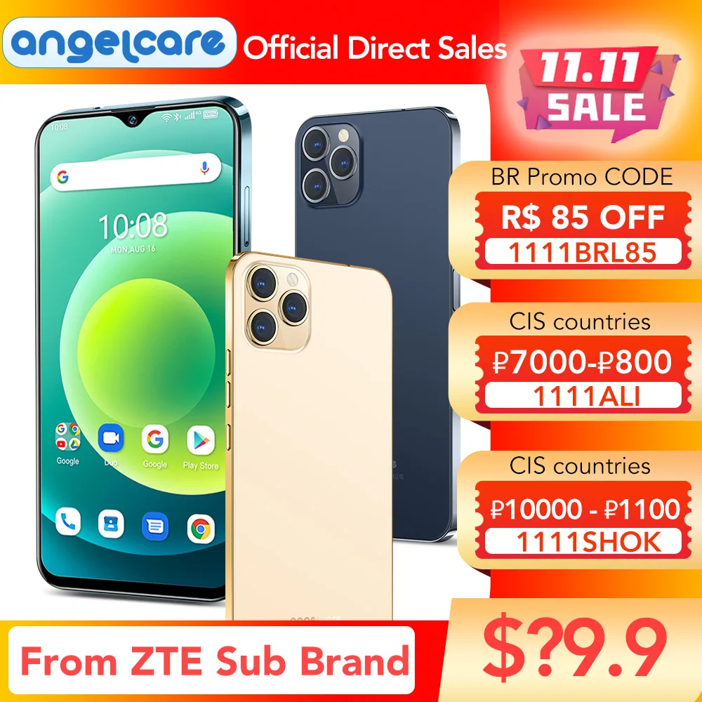 Original Angel Care X13 телефон смартфоны Smartphone celular 128GB Smart Phones 6.5 Inch Mini Cell Phone Global Version From ZTE |