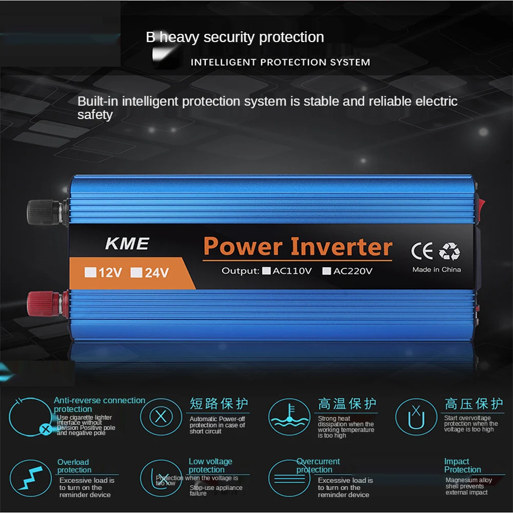 수정된 사인파 전압 변압기 태양광 인버터, DC12V 에서 AC 220V 변환기, LED 디스플레이, 12V, 24V, 36V, 48V, 220V, 1000W, 2400W