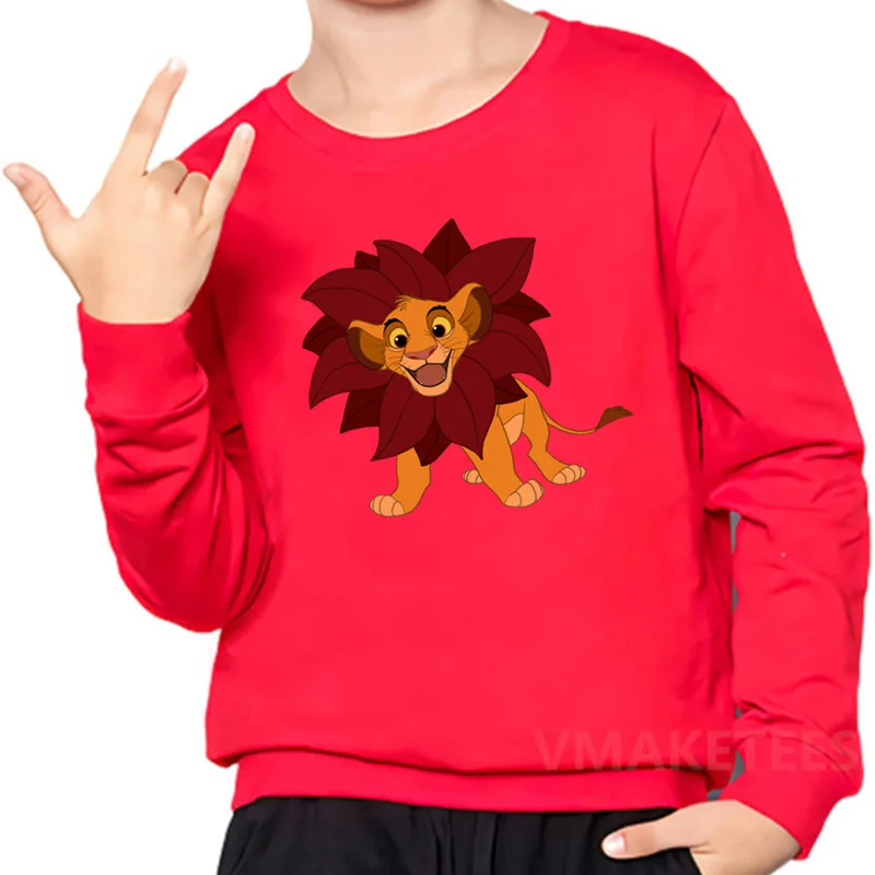 Детские толстовки с капюшоном с изображением короля льва и Симбы; свитер для маленьких мальчиков и девочек; детские осенние Топы; забавная одежда для малышей; KYT5315