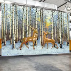 Пользовательские 3D фото обои романтический европейский стиль Кабинет гостиная ТВ фон украшение на стену в виде дерева лес олень настенные