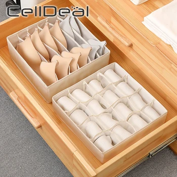 

Underwear Storage Box Foldable 6/8/16 Grid Closet Boxes for Ties Socks Bra Organizer Multi-function Home Storage Divider Drawer