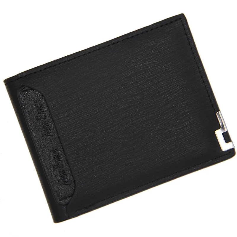 Мужской кошелек короткий Многофункциональный Модный повседневный Железный край бумажник для карт показ мужской настоящий цветной кошелек - Цвет: Black