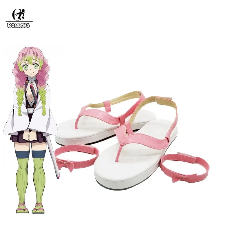 ROLECOS Kimetsu no Yaiba Kanroji Mitsuri; обувь для костюмированной вечеринки; аниме «Demon Slayer»; сандалии для косплея женские сандалии женская обувь розового цвета