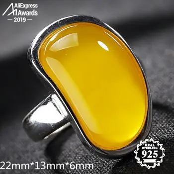 

S925 Fine Israel Ring 925 Sterling Silver handicraft health rich noble lithuania Retro citrine amber chrysoberyl