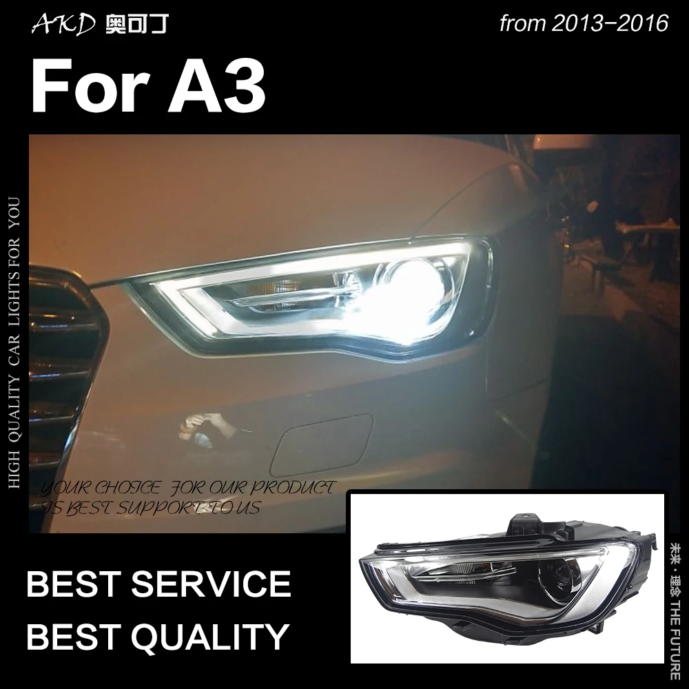 AKD автостайлинг для A3 фар 2013 2016 обновленный S3 все светодиодный ные фары DRL Hid