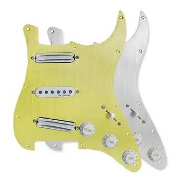 

OriPure Aluminum Metal Prewired Guitar Pickguard SSS 11 Hole with Alnico 5 Pickups for Electric Guitar Parts
