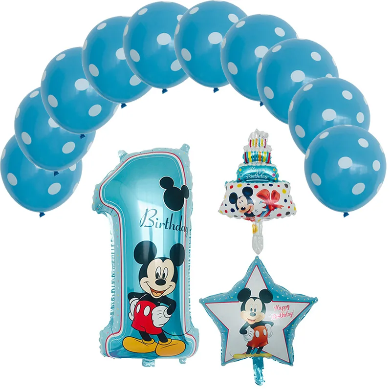 blue-13pcs 13 шт. Микки Мышь тема вечерние Микки и Минни Маус серии комплект шаров globos День Святого Валентина день детей день рождения вечерние украшения Дети воздушные шары - Цвет: blue-13pcs