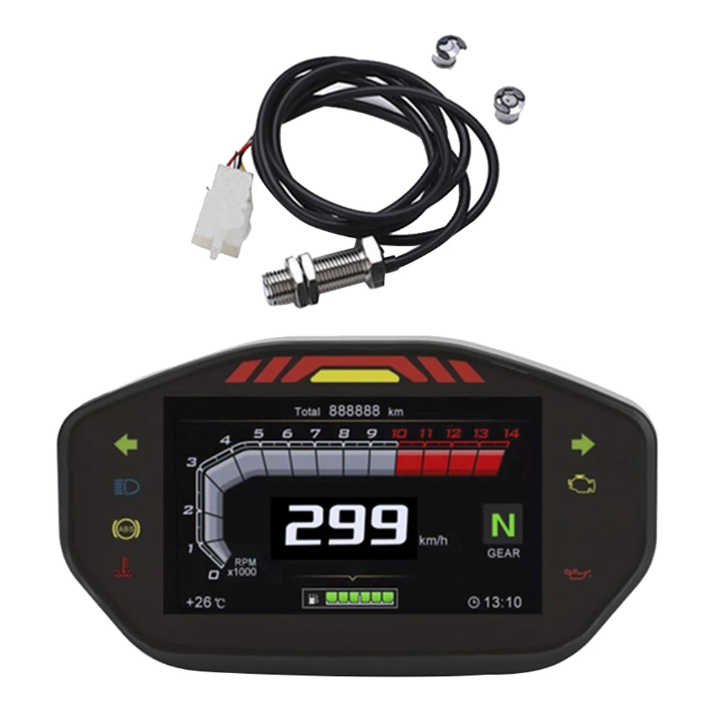 LCD Digital Backlight Waterproof Odometer Tachometer For 1,2,4 Cylinders Motor
