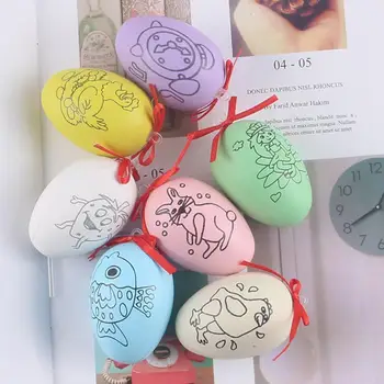 

10/20pcs Creative Handmade Painted Easter Egg Toy Plastic Kids Rope Hanging Educational Graffiti Egg Toy Craft Early DIY wi Y6B7