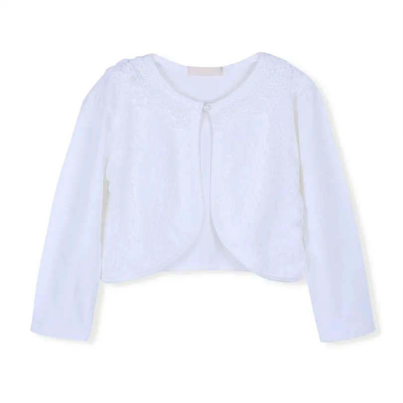 Слоновая кость Болеро для девочек, болеро, плащ аксессуары для накидки, нарядная Свадебная куртка принцессы для подружки невесты на день рождения, платье с цветочным рисунком, пальто - Цвет: Слоновая кость