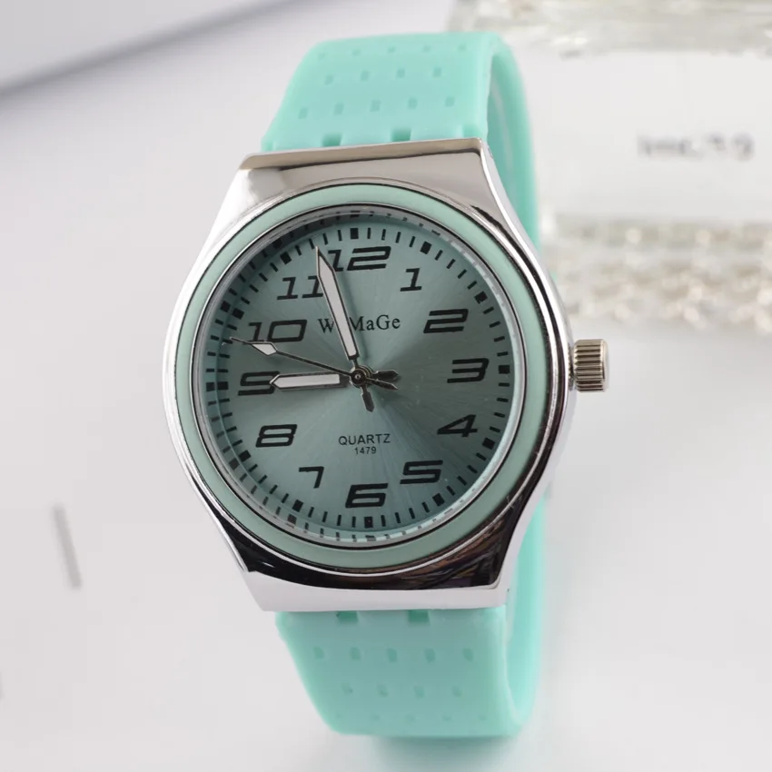 

New Style Candy-Colored Big Dial Watch Fashion Stylish Womage Korean-style Casual Silicone Watch
