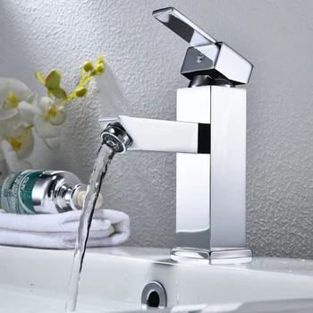 

Newly Bathroom Basin Sink Faucet Waterfall Chrome Polish Single Handle Single Hole Mixer Tap Deck Mounted Solid Brass Basin Tap
