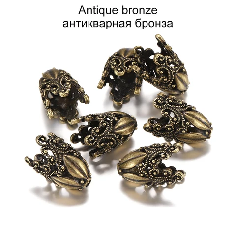 Pcs/set Gold Alloy Hollow Flower Beads Caps End Cap Connectors For Necklace Earrings DIY Jewelry Making Components Supplies