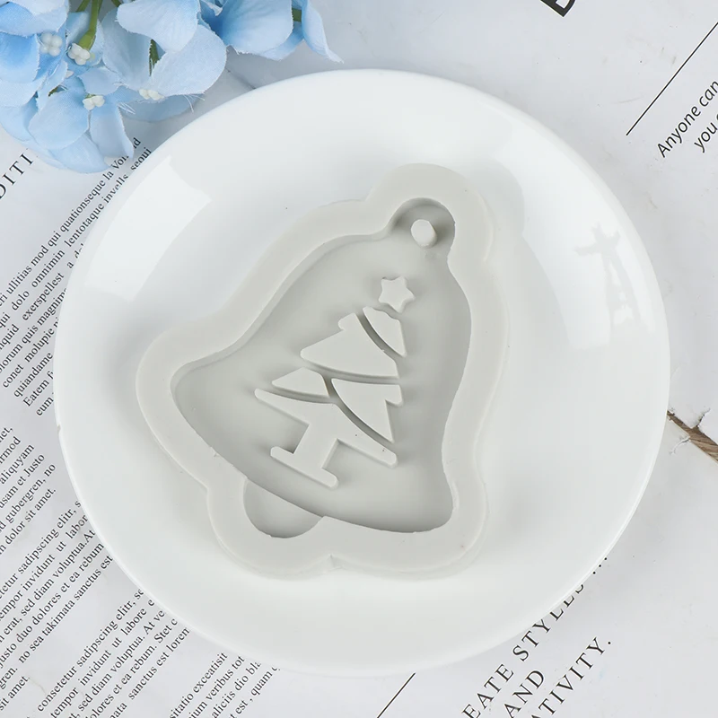 DIY Форма колокольчика, инструмент для выпечки торта, рисунок лося, рождественской елки, Жидкая силиконовая форма для ручной работы, ароматическая свеча, гипсовая глина, форма для рукоделия