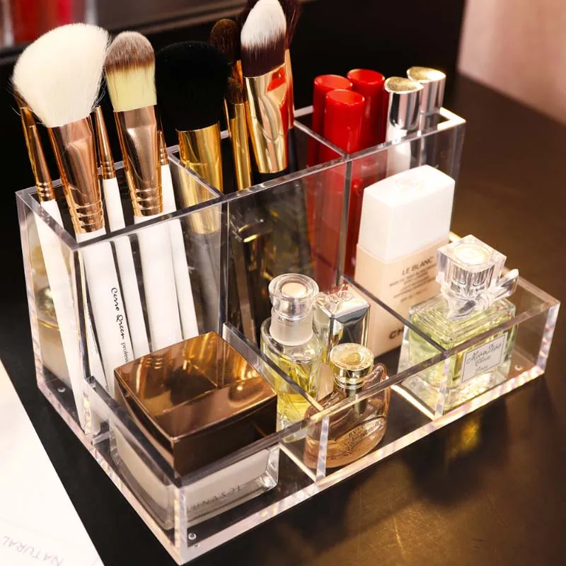 Настольный акриловый Органайзер для косметики, коробка для хранения косметики, пластиковый контейнер для хранения ювелирных изделий для домашнего офиса, косметический Органайзер