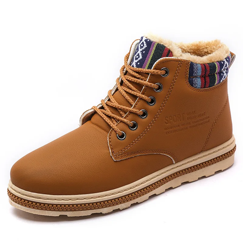 

2019 man Casual Leather Boots Genuine Leather Men Shoes Fashion snow boots Winter Ankle Boots Winter Plus velvet Shoes Men new